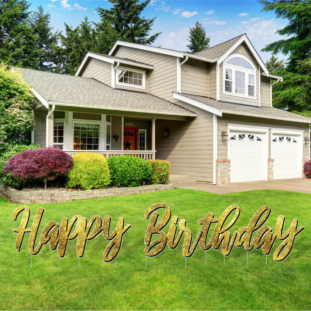 Sparkle Cursive Happy Birthday Quick Set Yard Card - 5 pc set - Image 7