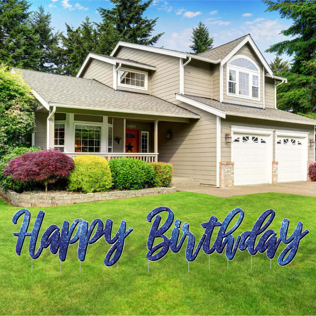 Sparkle Cursive Happy Birthday Quick Set Yard Card - 5 pc set - Image 9