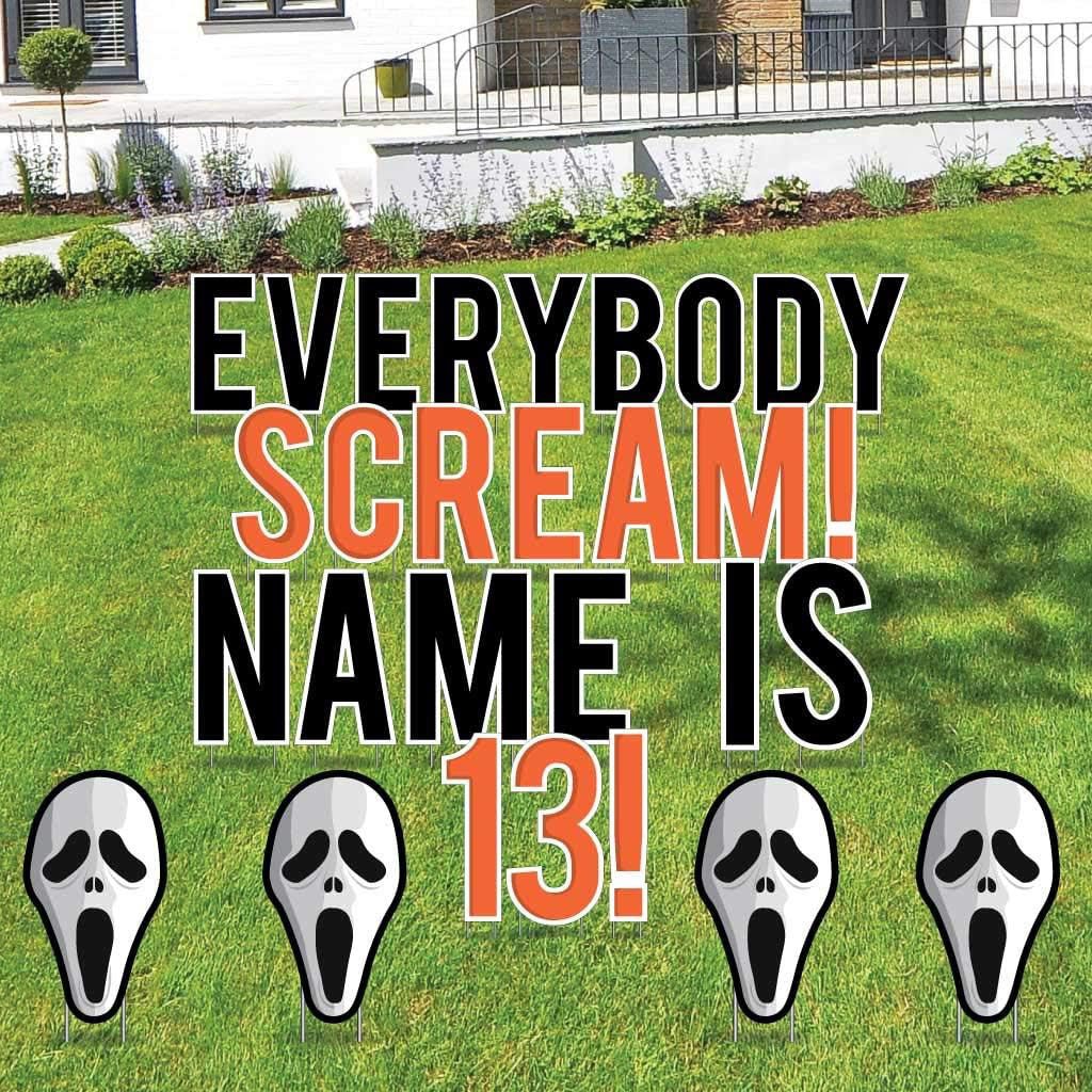 Custom 13th Birthday Yard Decoration - Everybody Scream (Custom Name), Includes Stakes - Image 4