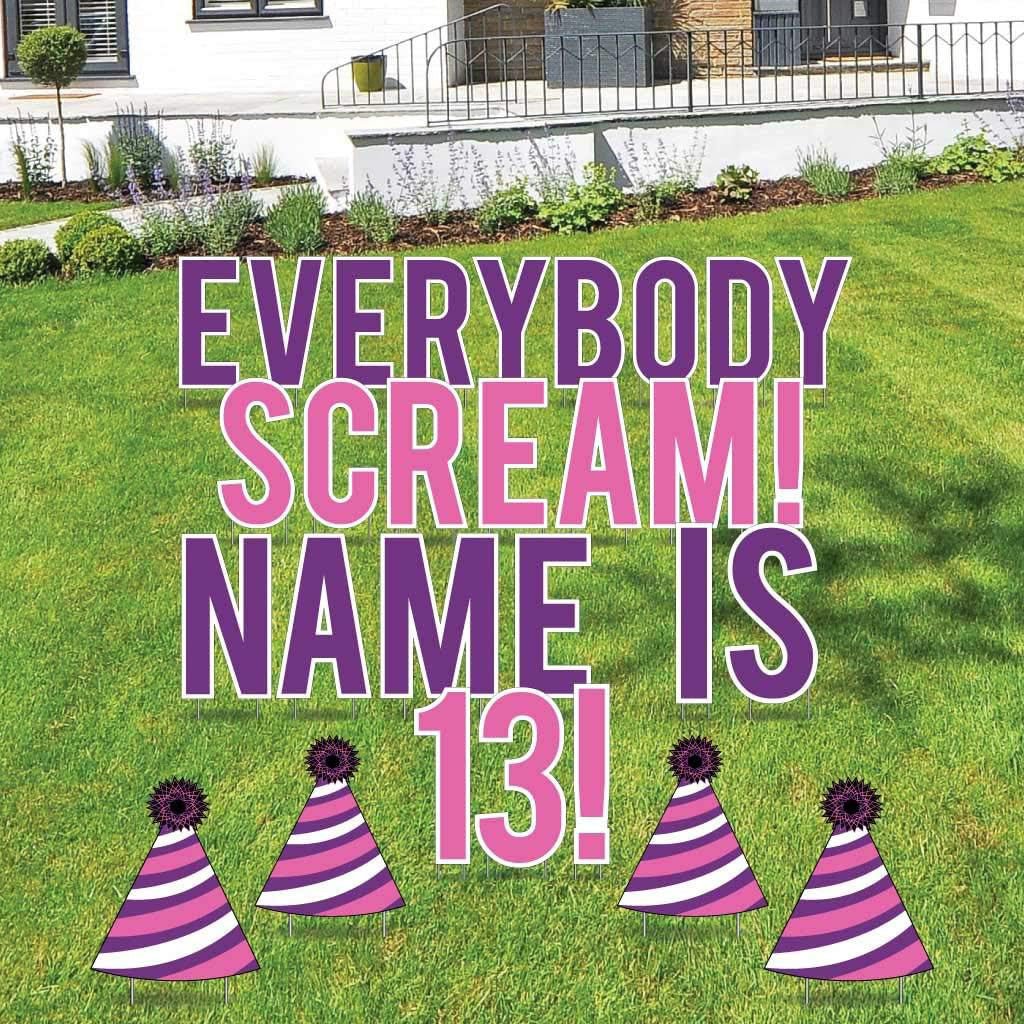 Custom 13th Birthday Yard Decoration - Everybody Scream (Custom Name), Includes Stakes - Image 7