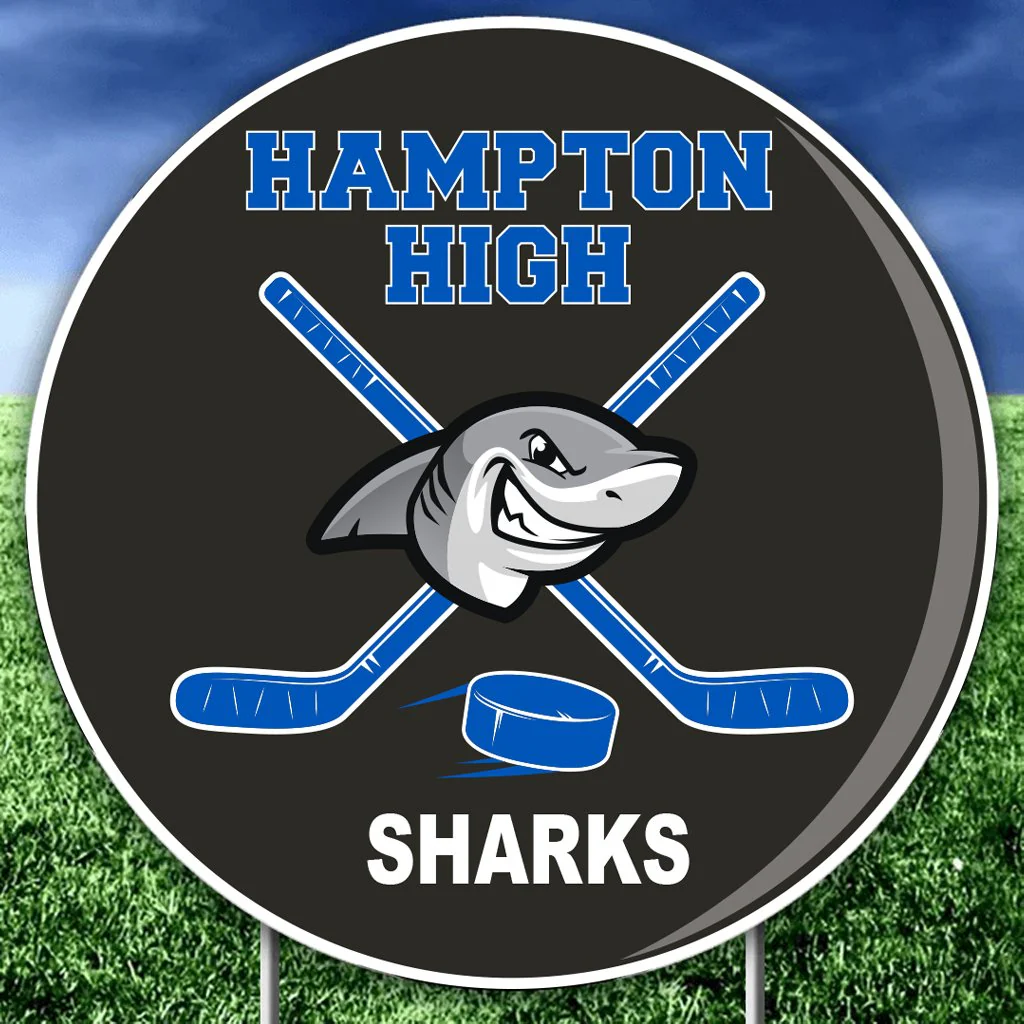 Custom 22" Hockey Puck Player Name, Number and Mascot Fence & Yard Signs - Image 6