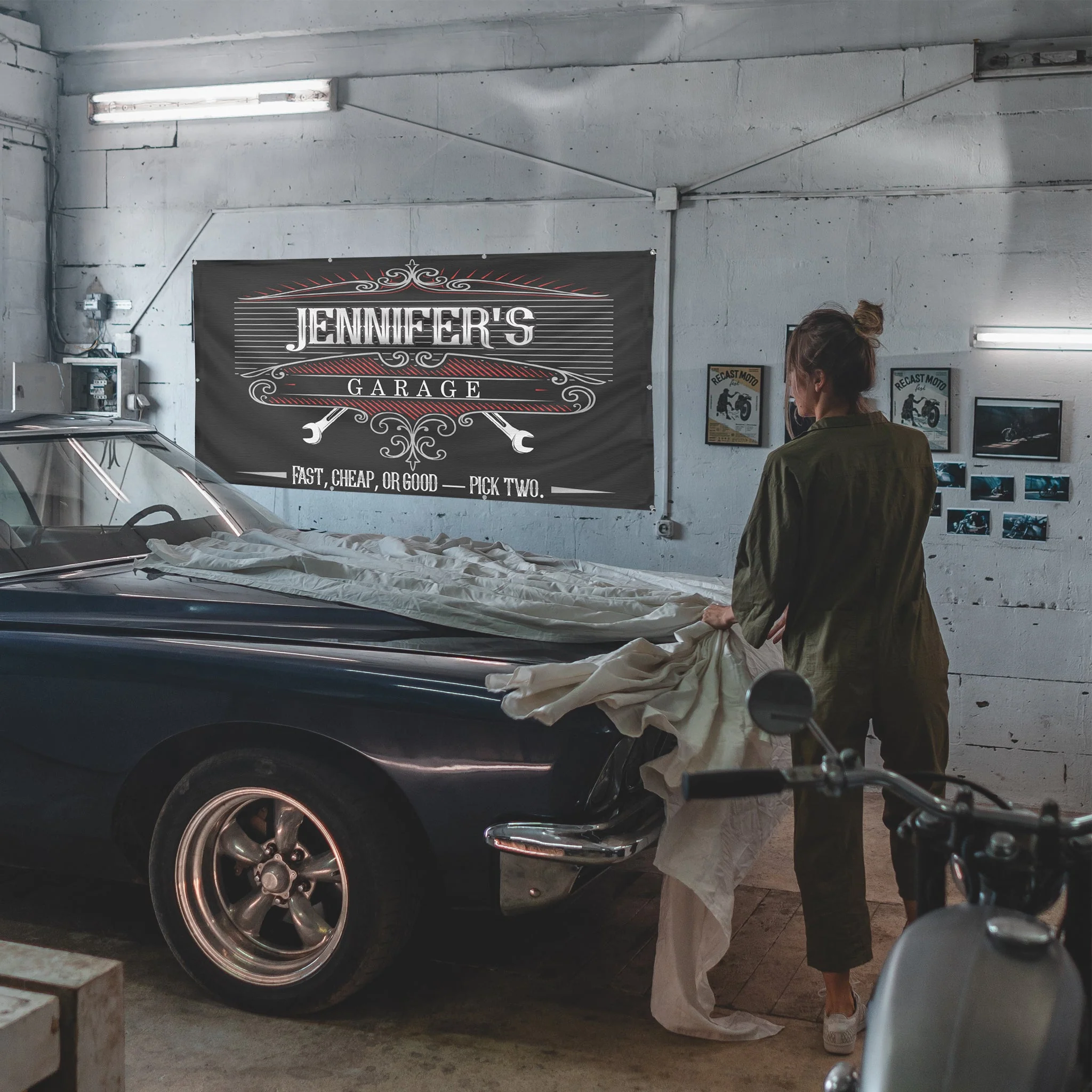 Custom Auto Shop Banner with Grommets, Personalized Vinyl Garage Sign - Image 8