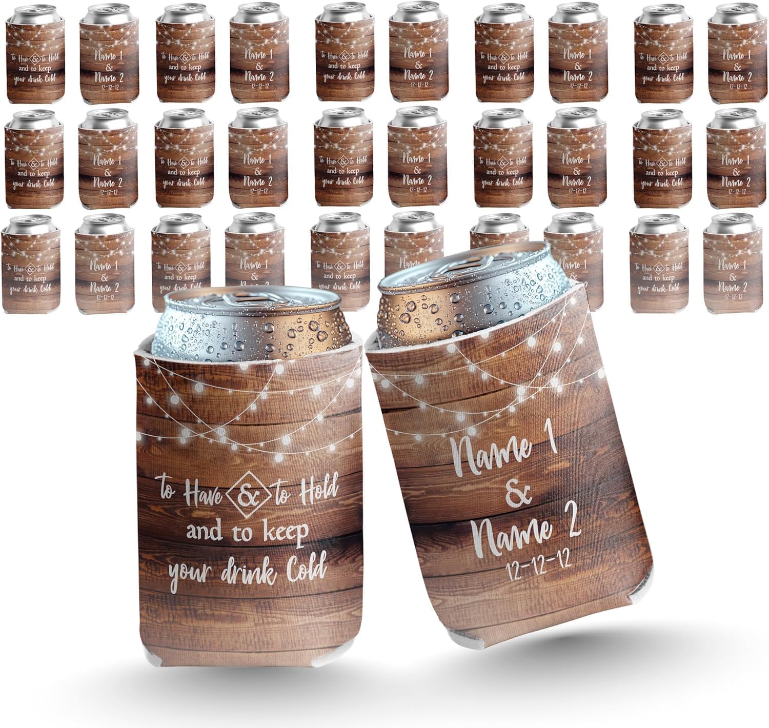 Custom Rustic Wood To Have and To Hold Wedding Can Coolers
