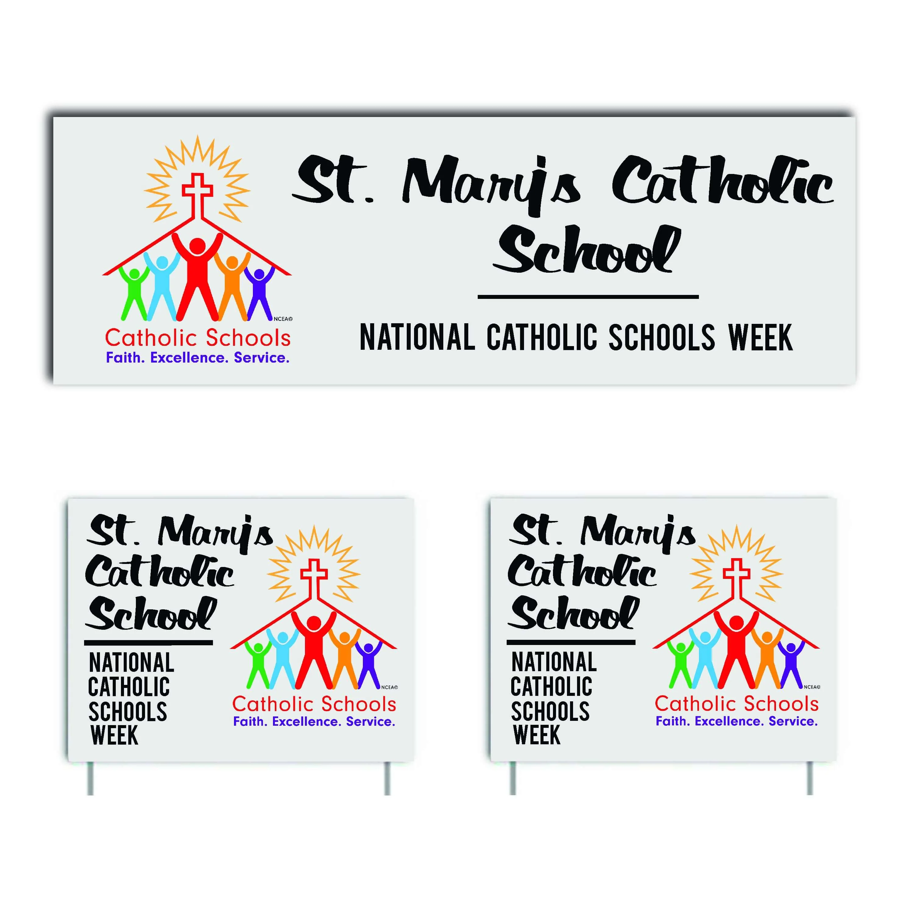 Custom Catholic Schools Week Banner & Yard Signs Set