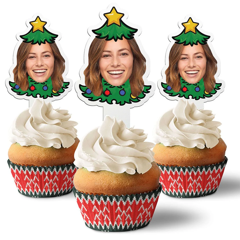 Custom Christmas Cupcake Toppers (Christmas Tree)