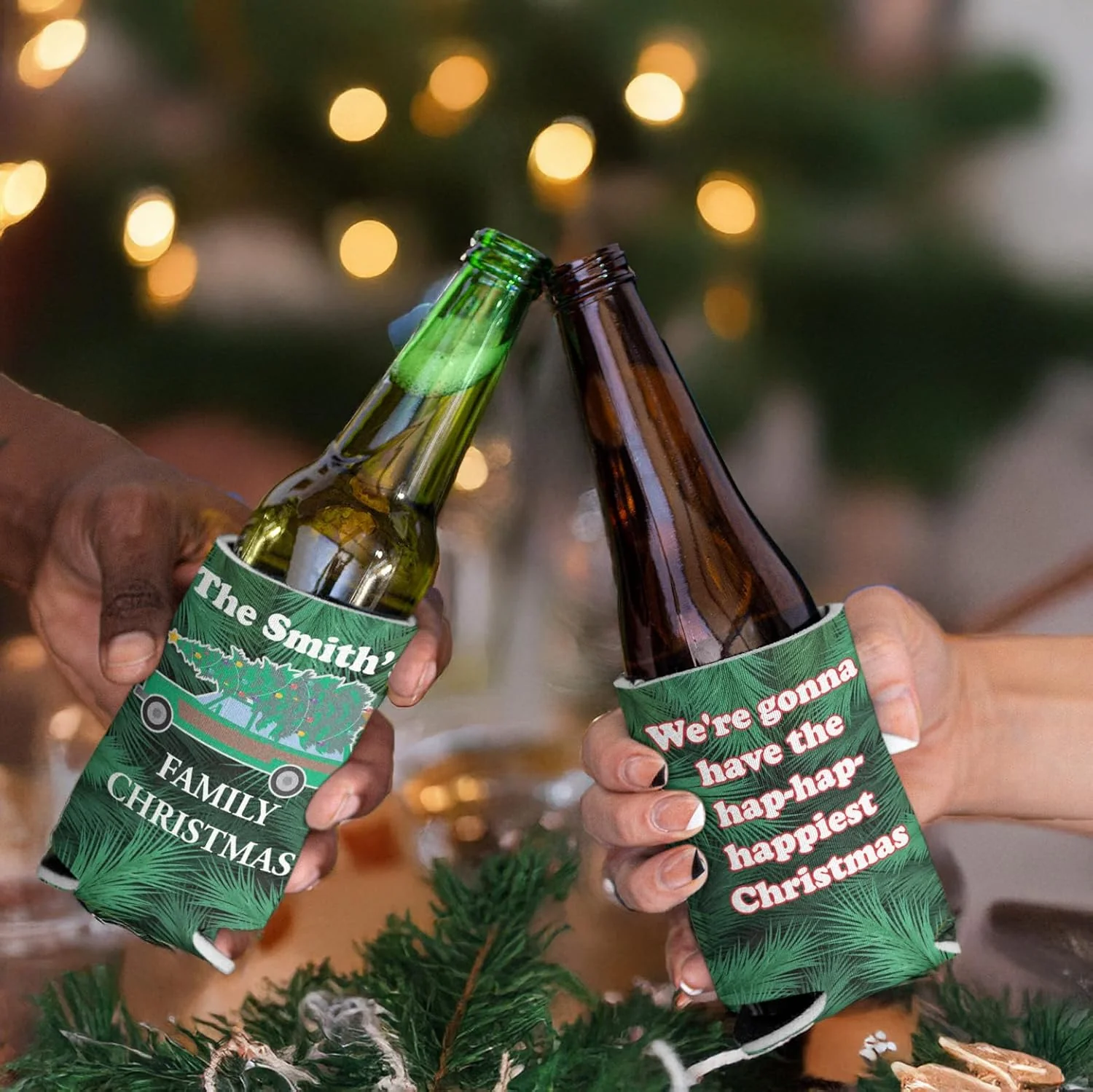 Custom Family Christmas Can Cooler Pack- "We're gonna have the hap-hap-happiest Christmas" - Image 2