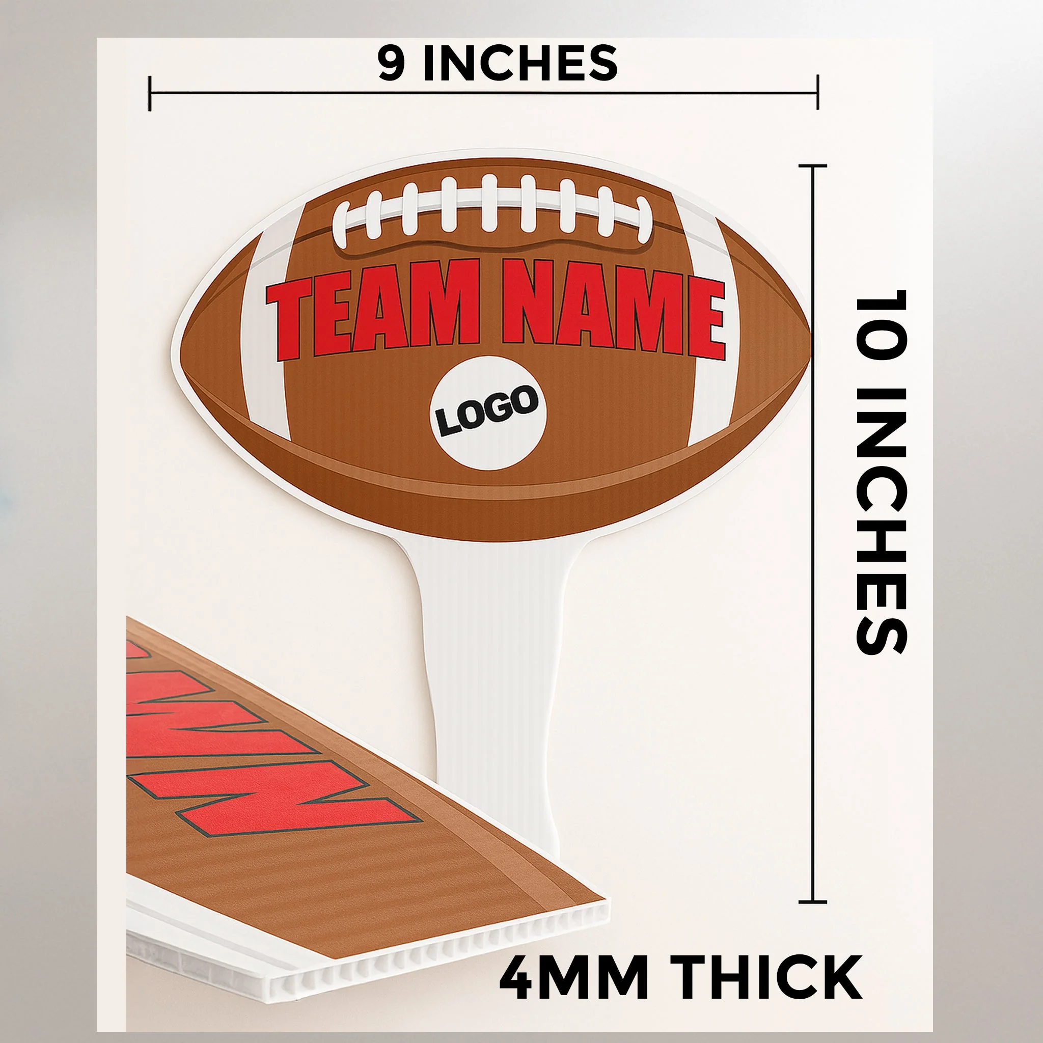 Custom Football Hand Fans | 9x10 Inch | Corrugated Plastic | Sports Wavers - Image 3