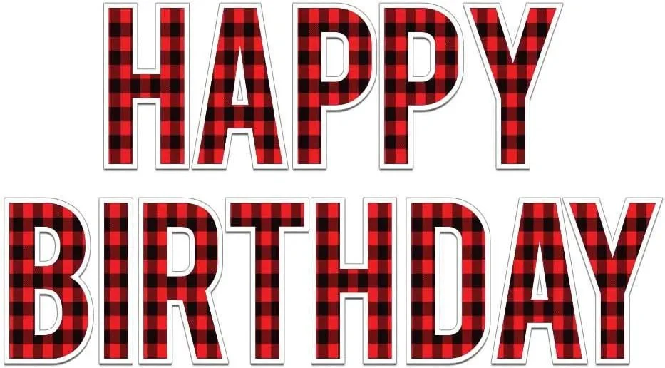 Custom Happy Birthday Buffalo Plaid Yard Card Letters - Image 3