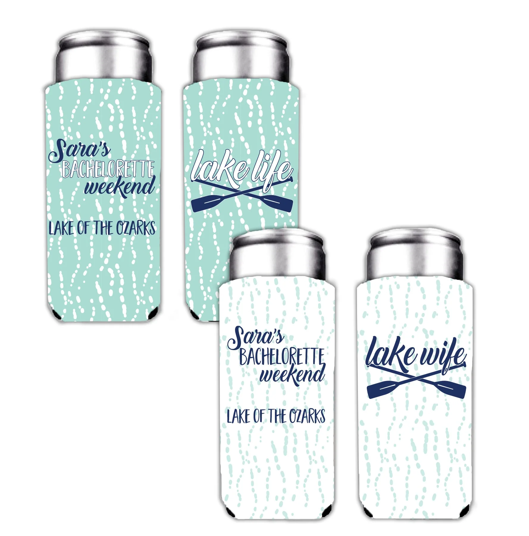 Custom Bachelorette Lake Life Lake Wife Slim Can Cooler Set