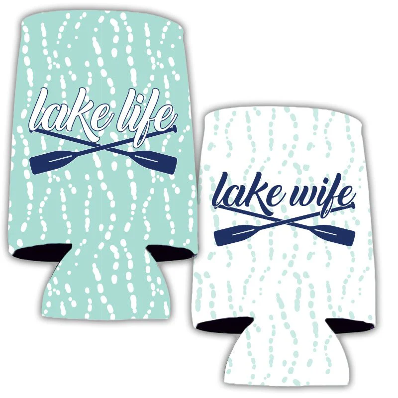 Custom Bachelorette Lake Life Lake Wife Slim Can Cooler Set - Image 3