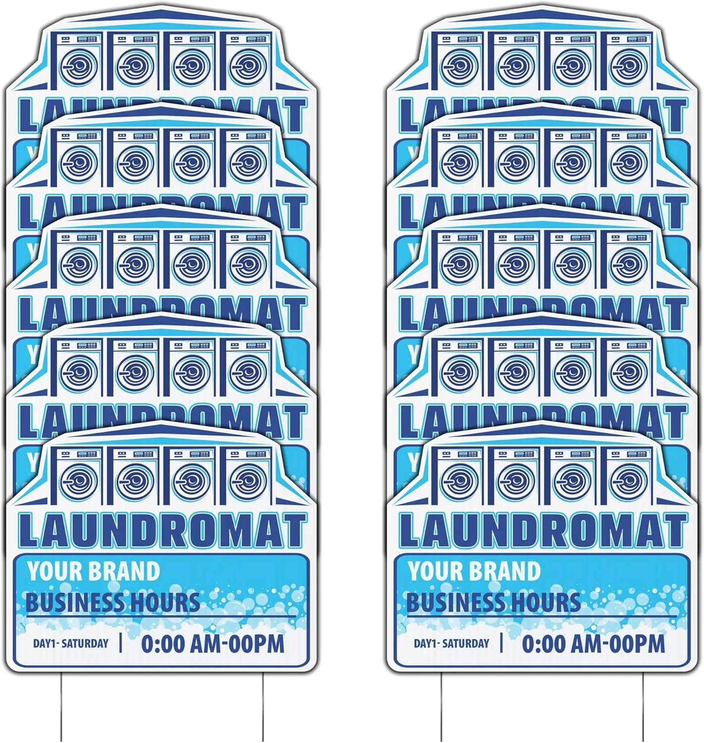 Custom Laundromat Yard Signs | 10-Pack | 20 EZ Stakes Included - Image 3