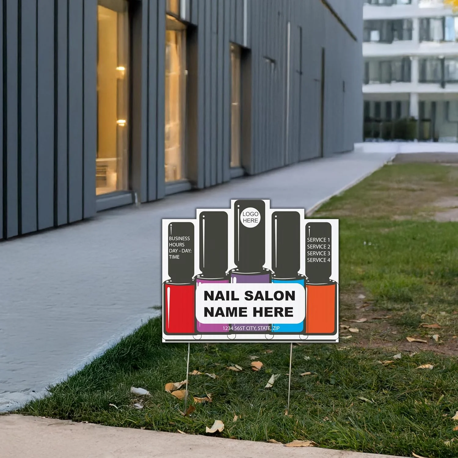 Custom Nail Salon Yard Signs | 10-Pack | 20 EZ Stakes Included - Image 2