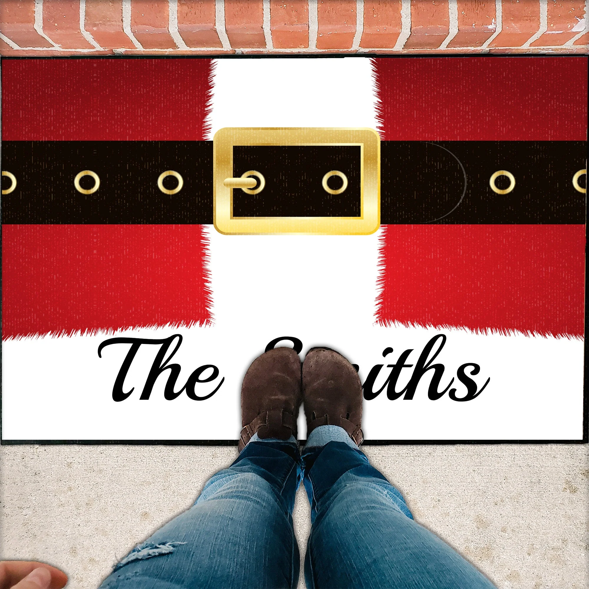 Personalized Santa Suit Christmas Doormat - Image 2