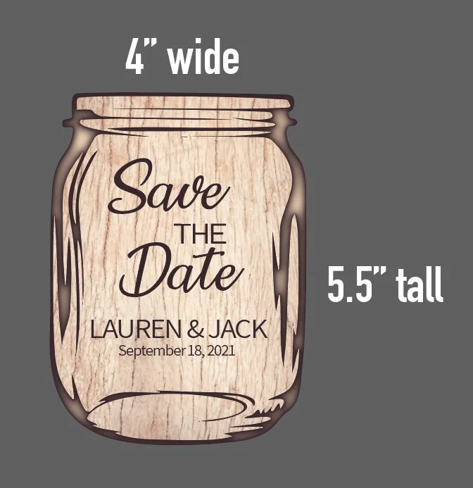Custom Save the Date Rustic Mason Jar Refrigerator Magnets - Image 2