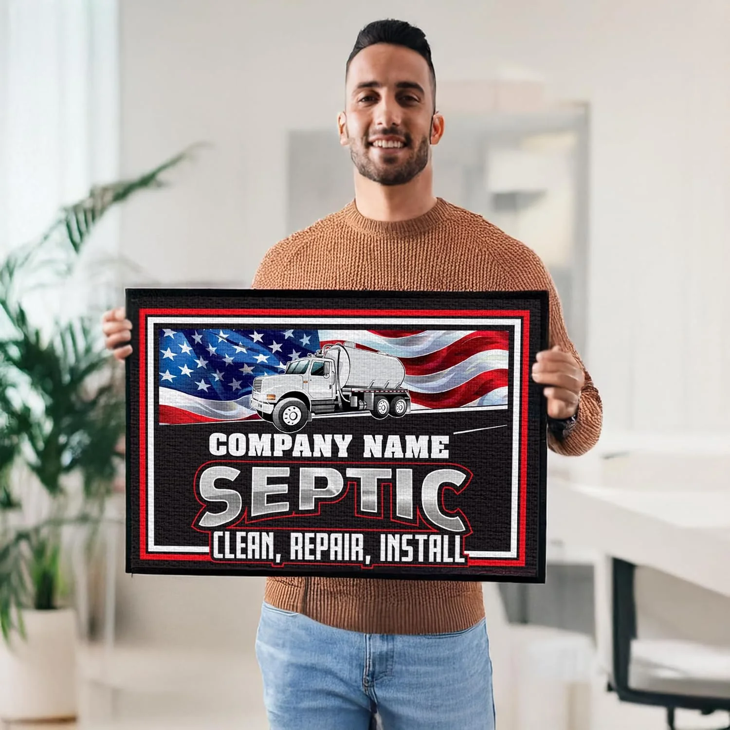 Custom Septic Service Doormat 24x36 Inches | Tufted Loop | Rubber Backing - Image 6