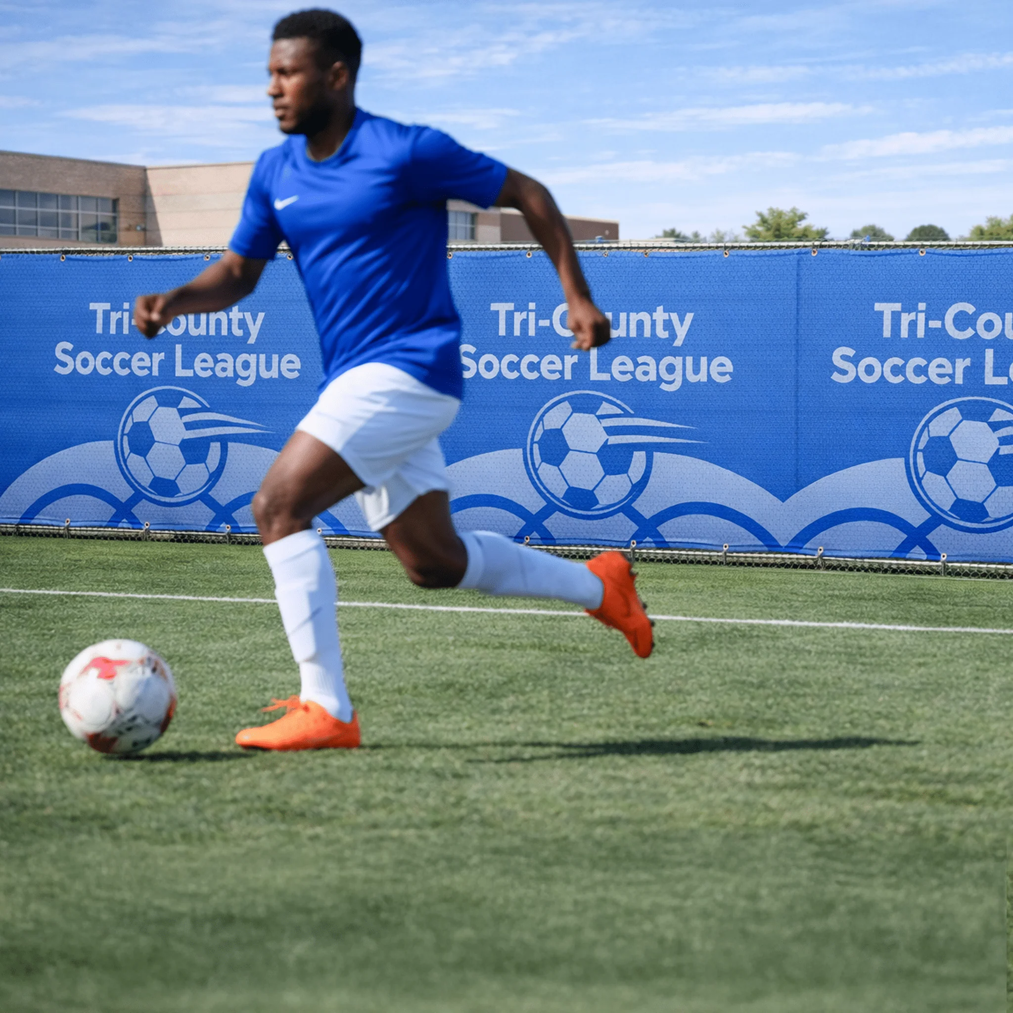 Custom Soccer Mesh Windscreen Banner – Personalized Fence Wrap with Logo | Wind-Permeable - Image 4