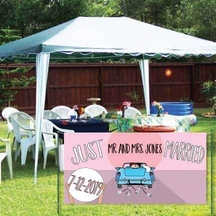 Custom Just Married Waterproof Vinyl Wedding Banner