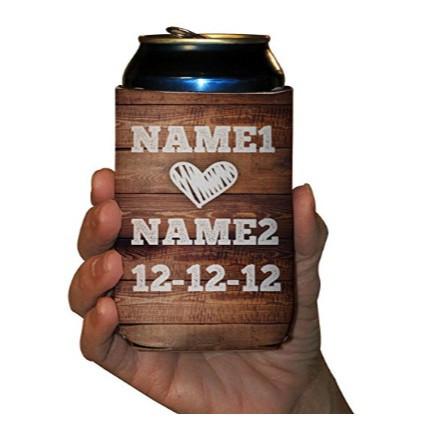 Custom Happiness Is Being Married Wedding Rustic Can Cooler - Image 3