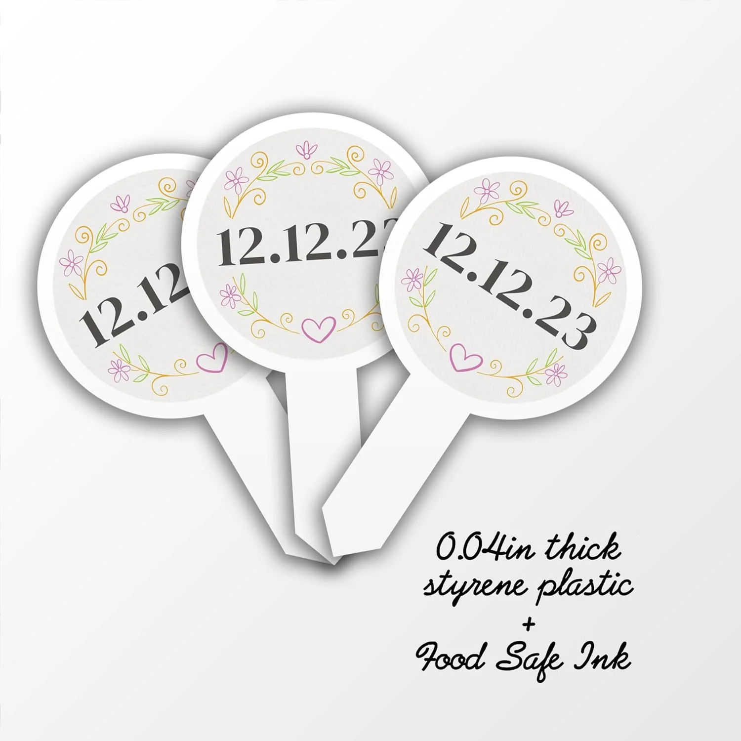Personalized Floral Wedding Date Cupcake Toppers - Image 4