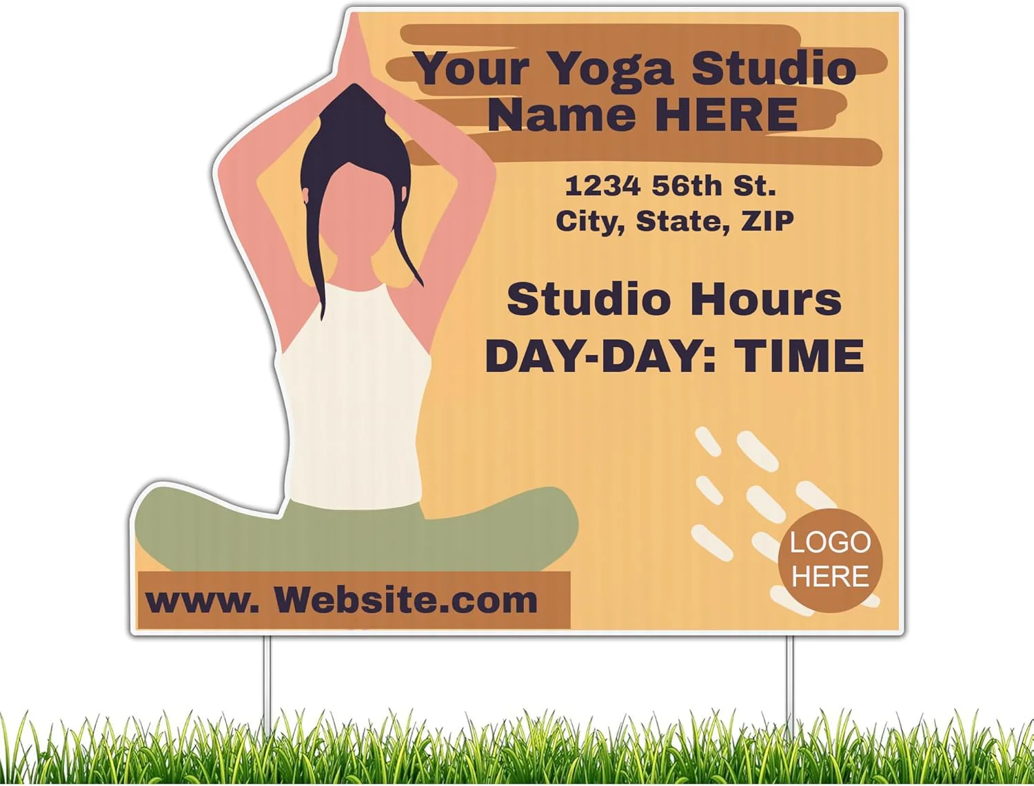 Custom Yoga Yard Signs | 10-Pack | 20 EZ Stakes Included