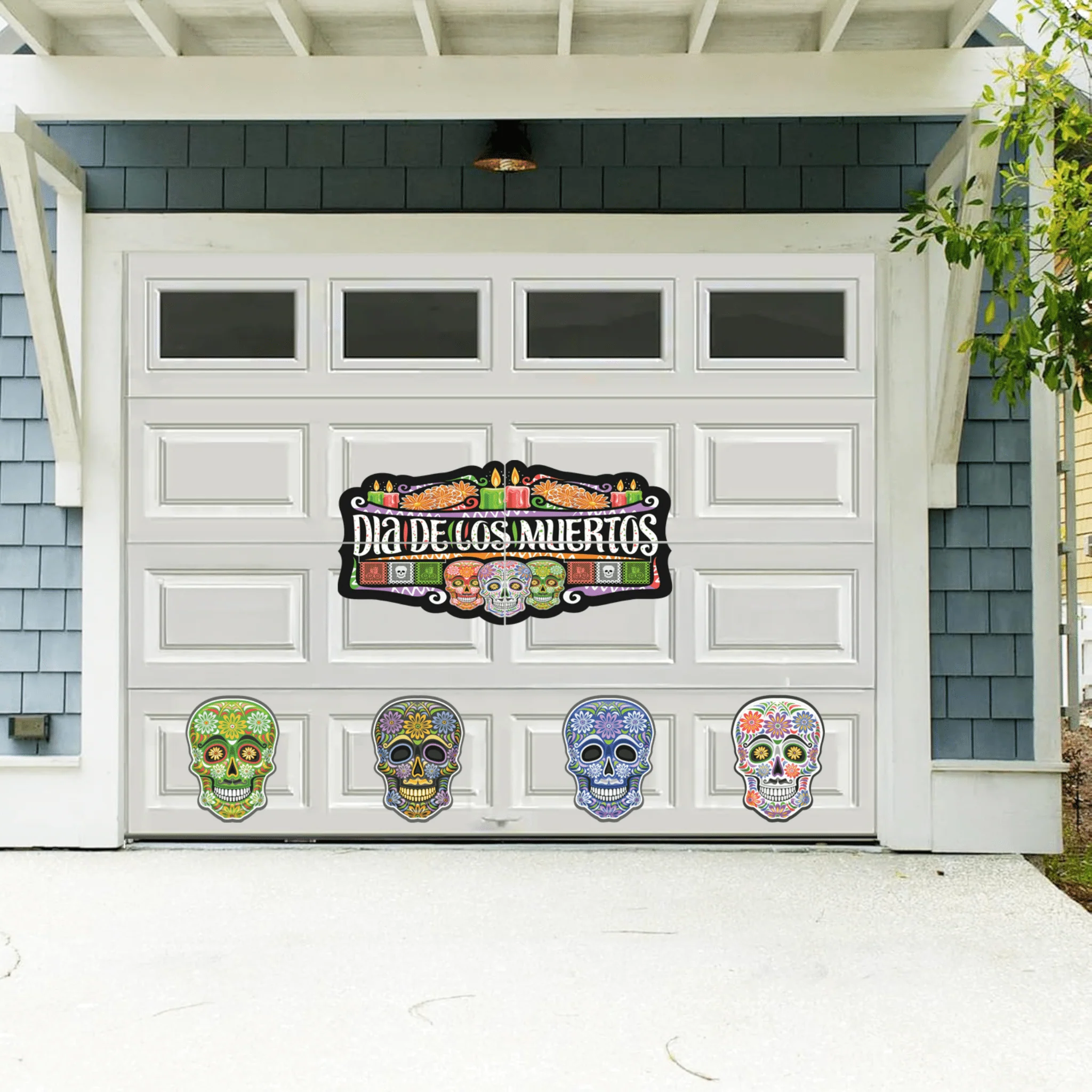 Day of The Dead Garage Door Magnets 8pc Dia de Los Muertos Decorations Set Waterproof Outdoor Sugar Skull Magnets - Image 3
