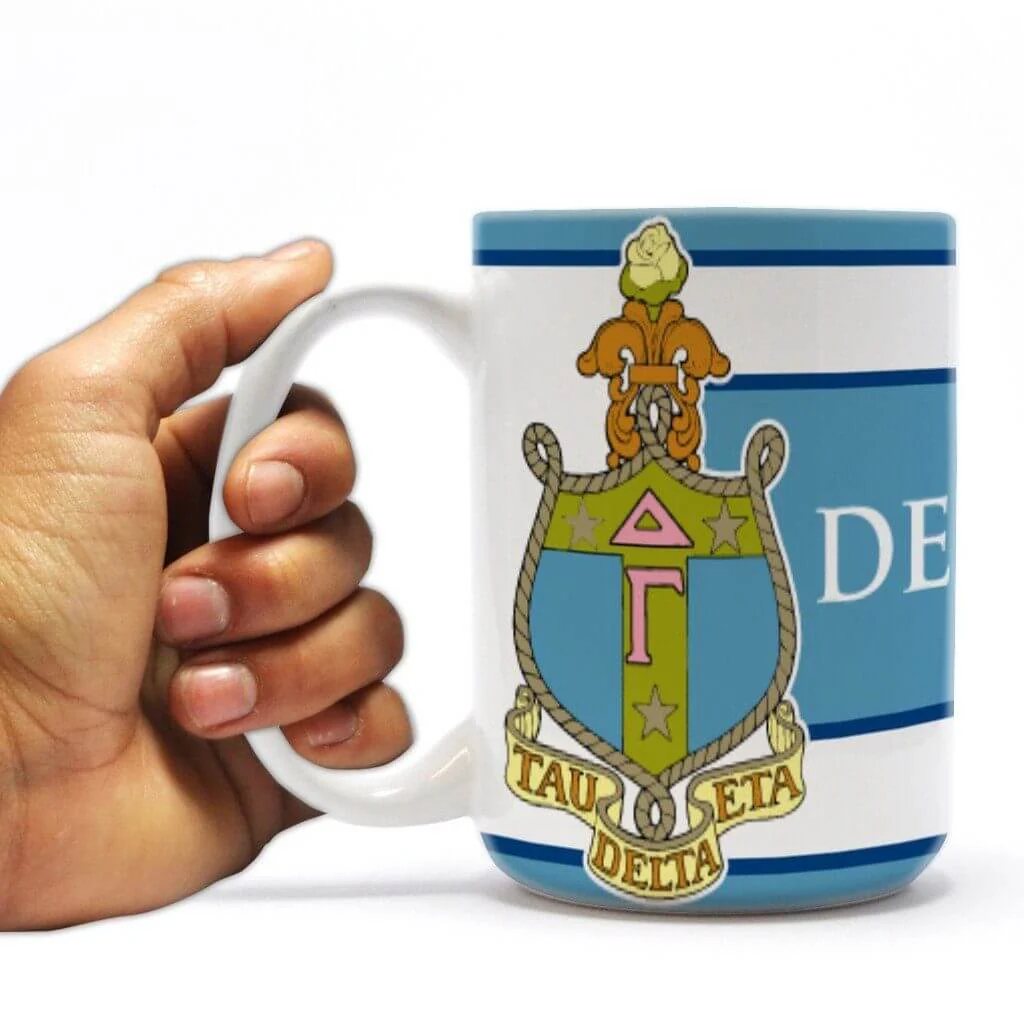 Delta Gamma 15oz Crest with Stripes Coffee Mug