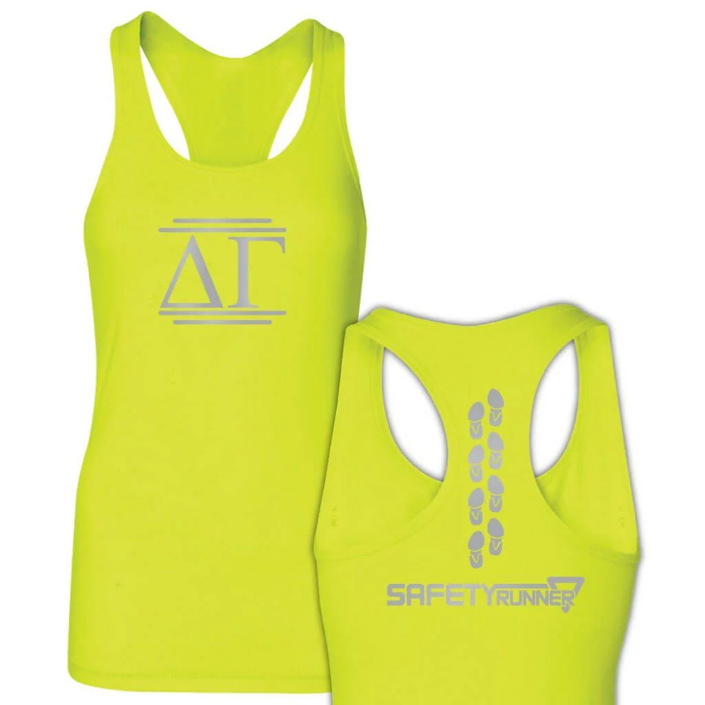 Delta Gamma Neon Yellow SafetyRunner Ladies Performance Racerback Tank