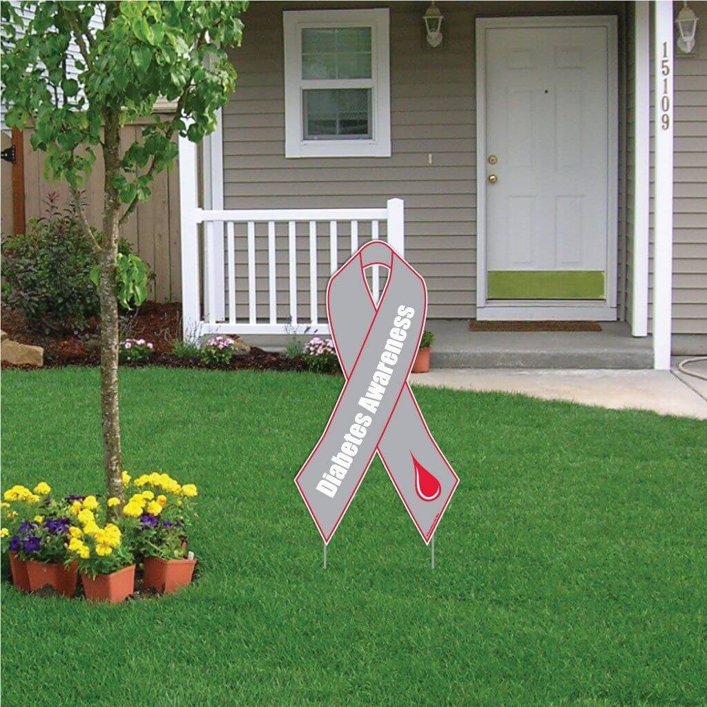 Diabetes Awareness Ribbon Yard Sign