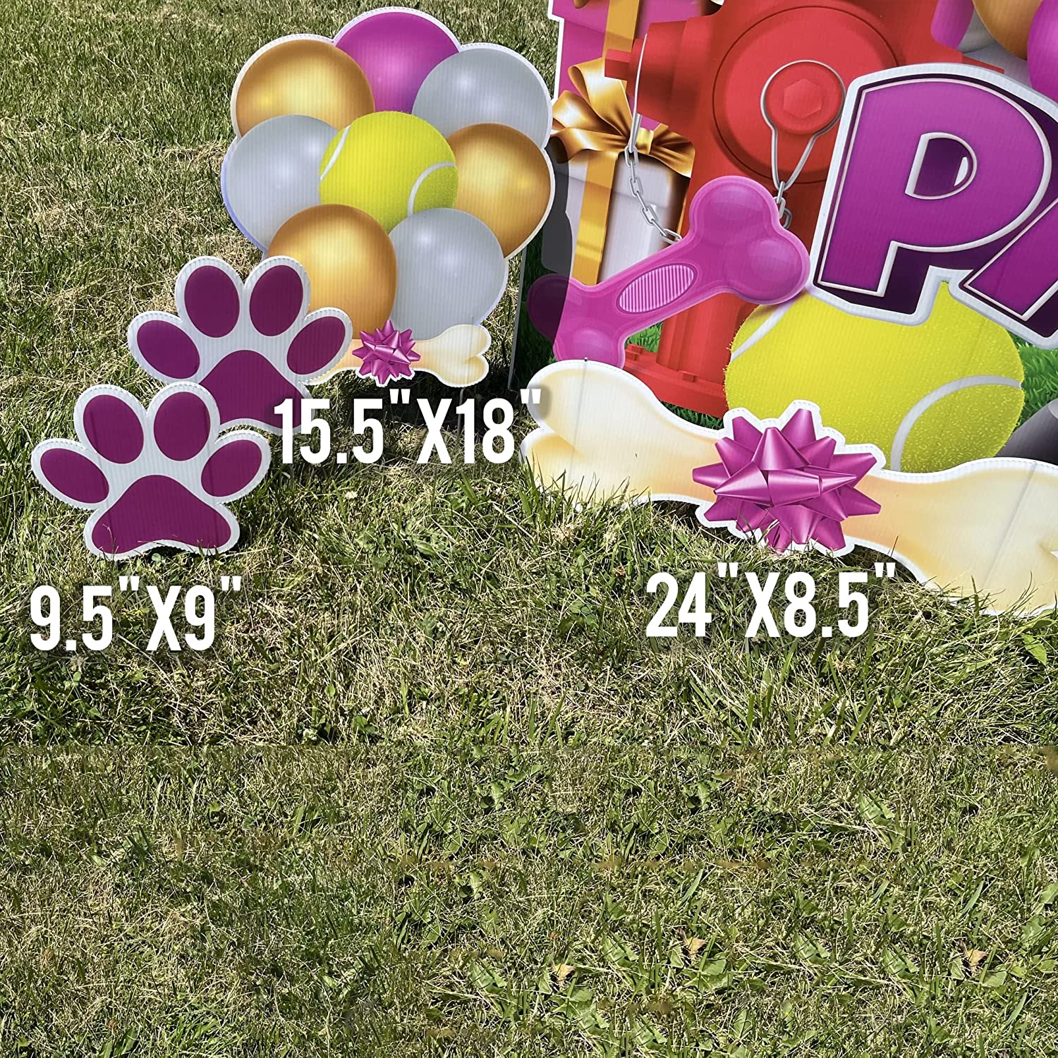 Dog Birthday Party Yard Sign, Let's Pawty Oversized EZ Yard Cards, Dog Gotcha Day Yard Card, Pink - Image 2
