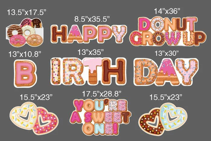 Donut Happy Birthday Yard Card, 9 pcs - Image 3