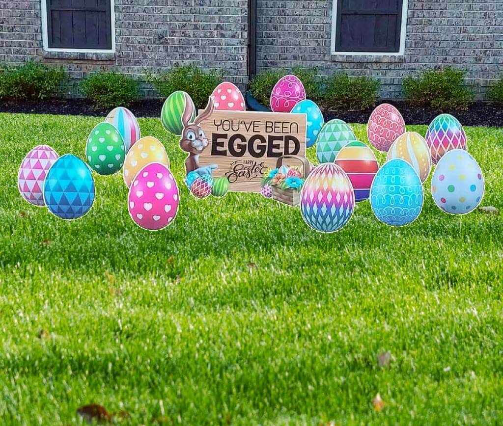 Easter Bunny 'You've Been Egged' Yard Decoration Display 19 pc set - Image 2