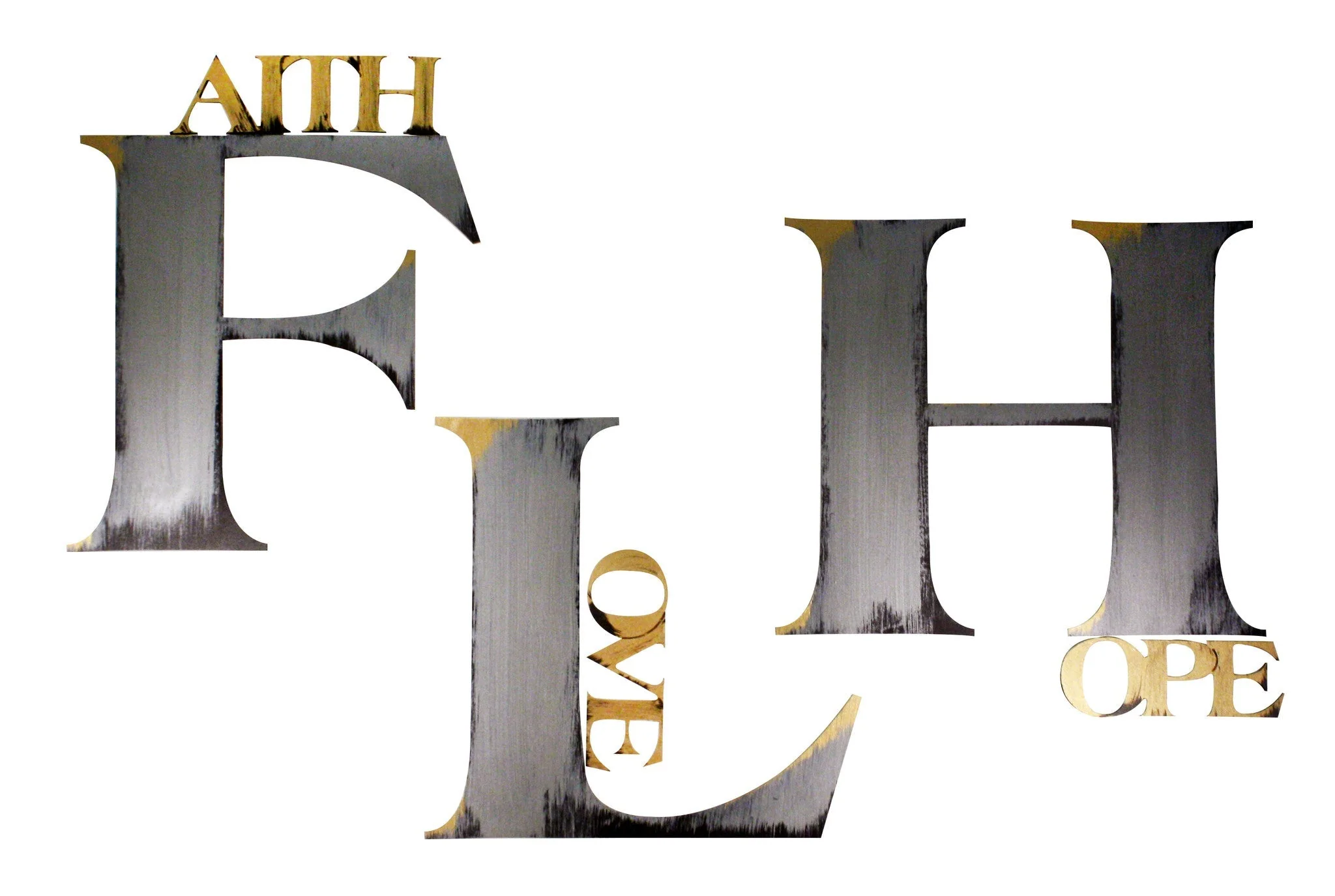 Hand Painted 'Faith Hope Love' Wall Decor - Image 2