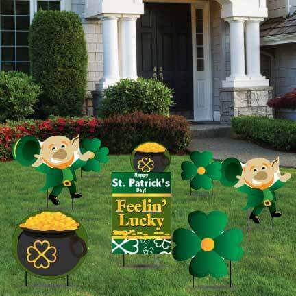 Feelin' Lucky St. Patricks Day Yard Decorations | 8 piece set
