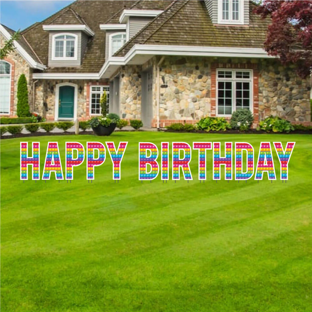 Fidget Popper 18" Bebas Happy Birthday Yard Letters - 13 pc set
