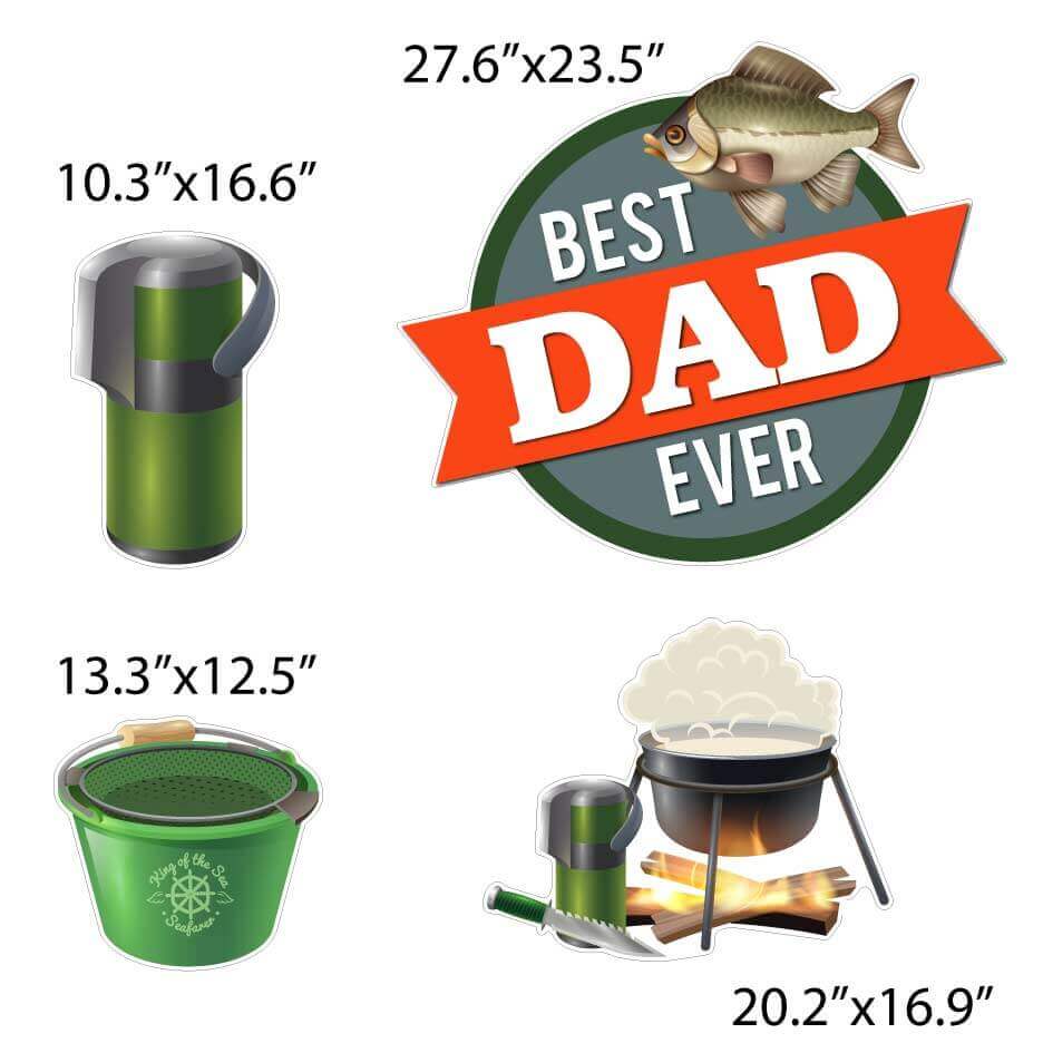 Fishing Theme Father's Day Yard Card Decoration 11 pc set - Image 2
