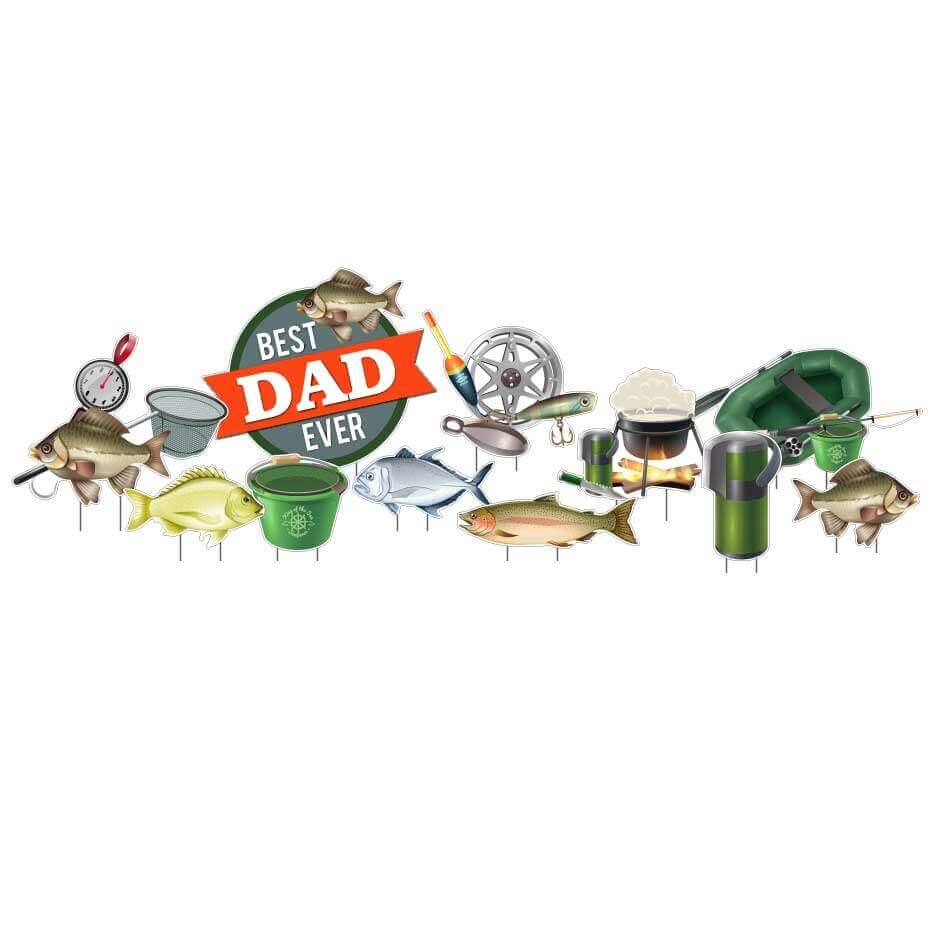 Fishing Theme Father's Day Yard Card Decoration 11 pc set - Image 5