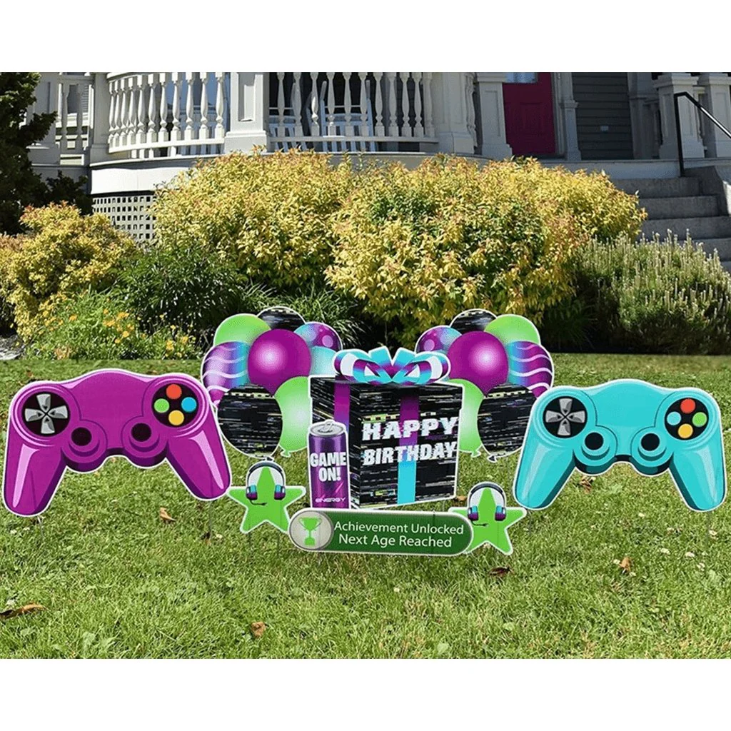 Gamer Birthday Yard Card - 9pcs - Image 3