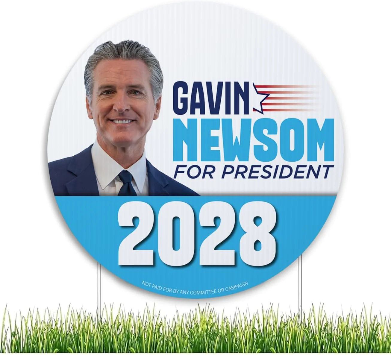 Gavin Newsom 2028 Yard Signs | 10-Pack| Two-Sided | Gavin Newsom for President Signs 20 EZ Stakes Included
