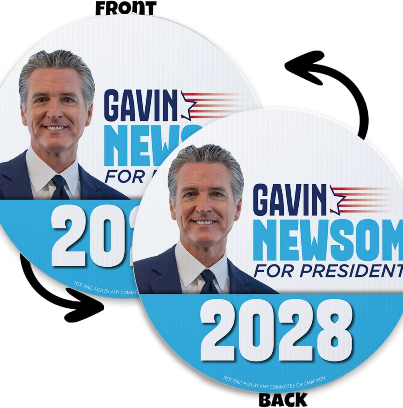 Gavin Newsom 2028 Yard Signs | 10-Pack| Two-Sided | Gavin Newsom for President Signs 20 EZ Stakes Included - Image 4