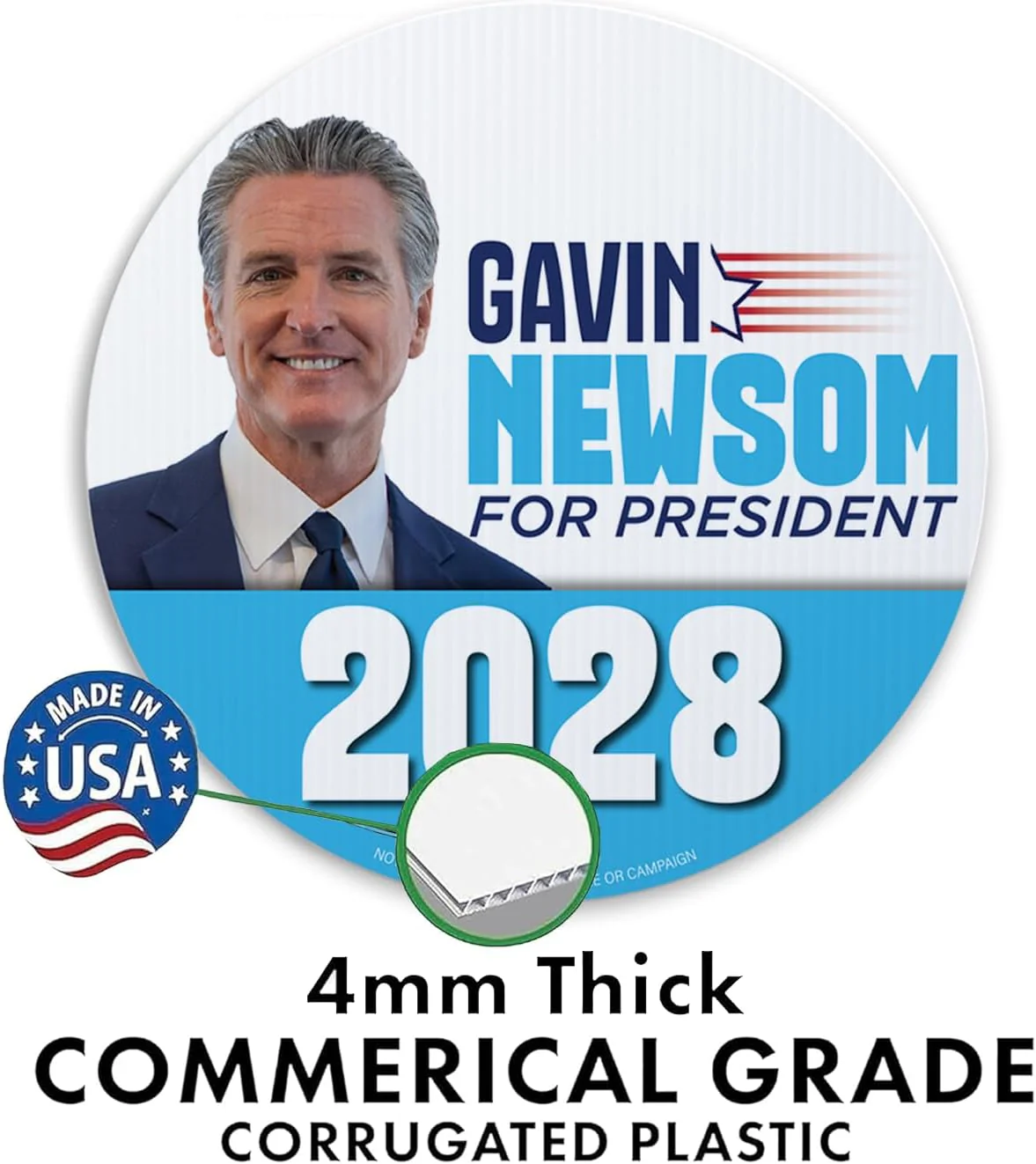 Gavin Newsom 2028 Yard Signs | 10-Pack| Two-Sided | Gavin Newsom for President Signs 20 EZ Stakes Included - Image 5