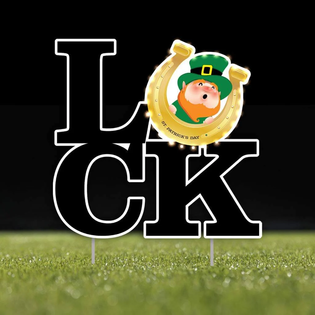 Giant Luck St. Patrick's Day Horseshoe Lighted Sign