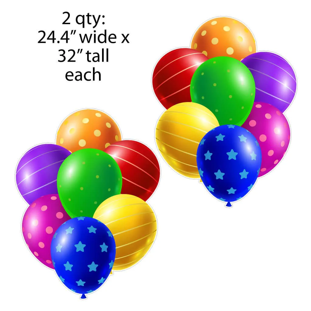 Giant Colorful Balloon Clusters Yard Card Back Fillers - Image 3