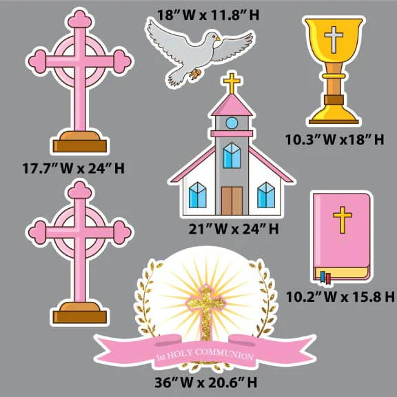 Girls 1st Holy Communion Religious Yard Card Signs 15 pc set - Image 2