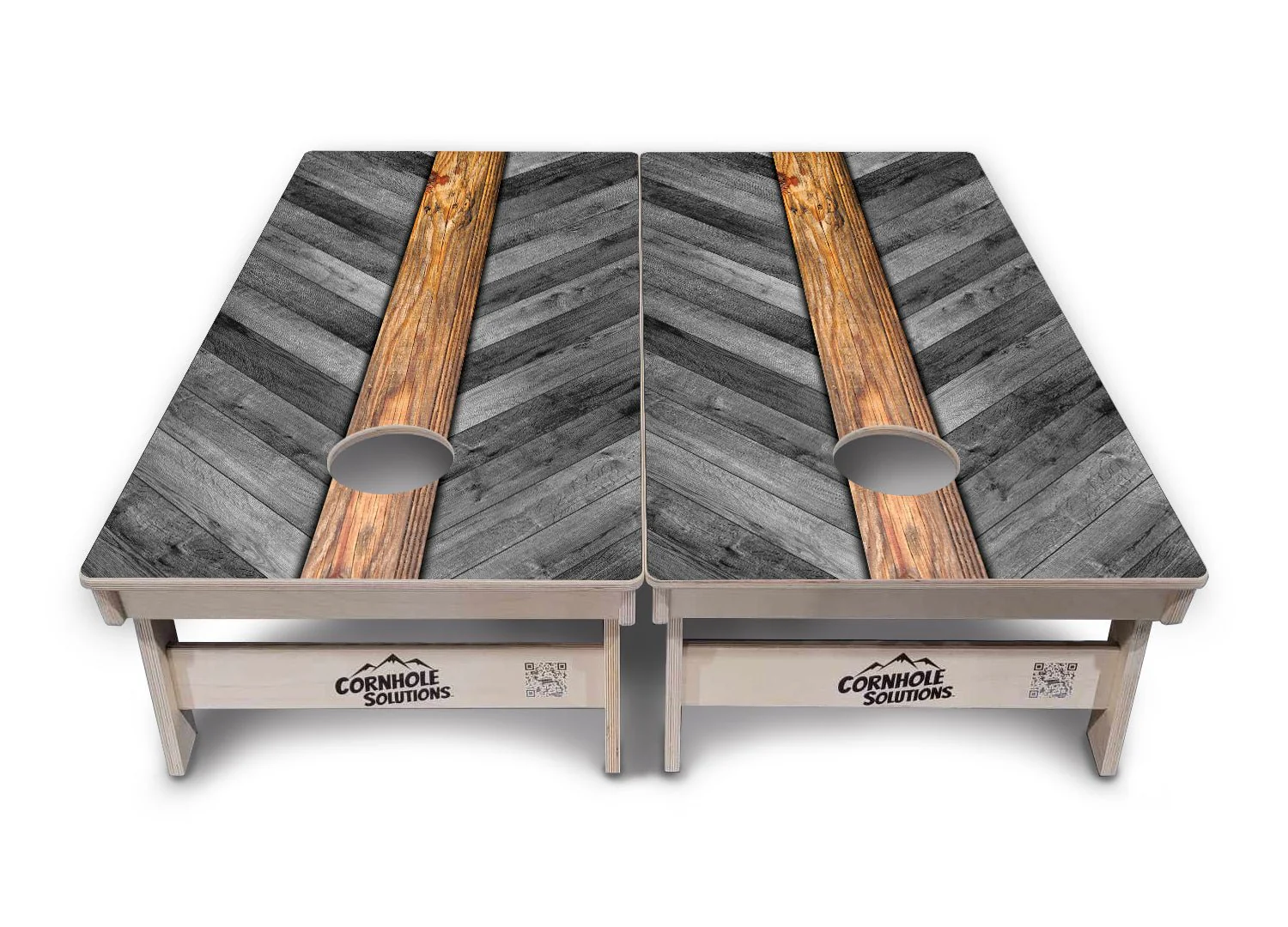 Grey Herringbone Cornhole Boards - Professional Tournament Series - Image 2