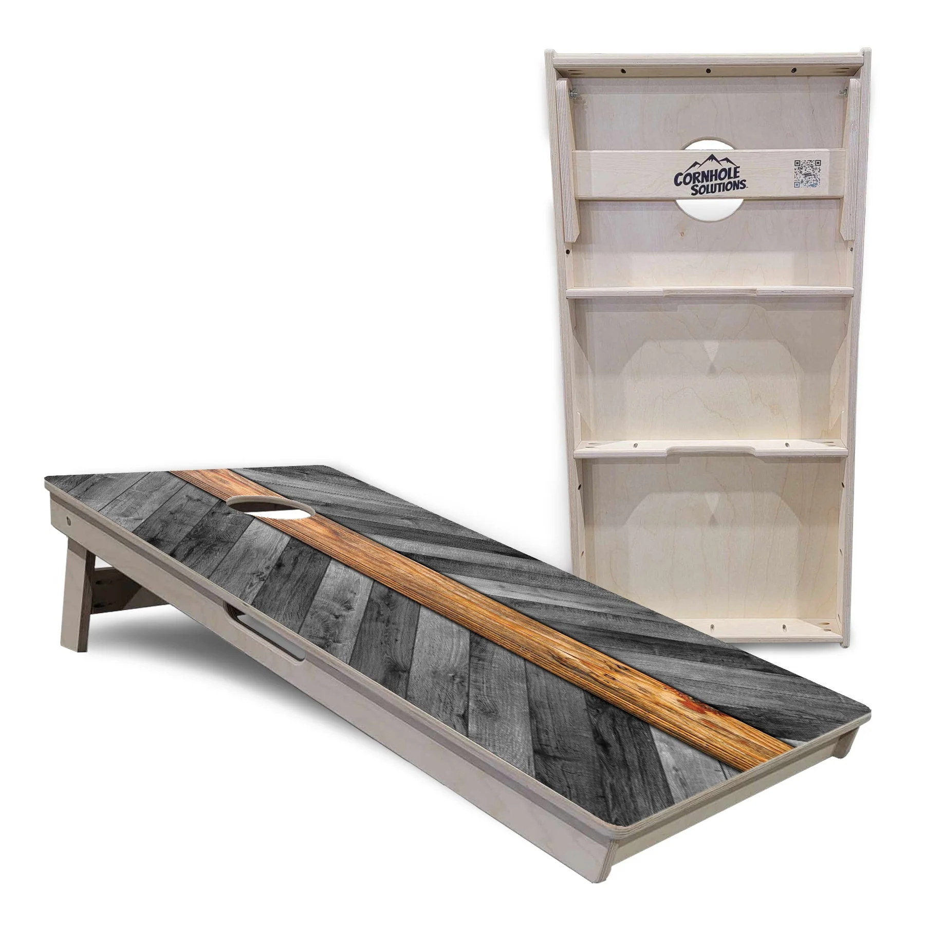 Grey Herringbone Cornhole Boards - Professional Tournament Series - Image 5