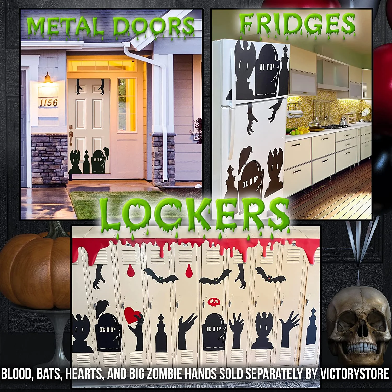 Halloween Cemetery Garage Door Magnets, 9 Pc set - Image 2