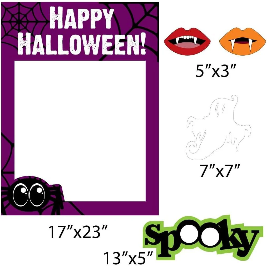 Halloween Photo Booth Frame with Props & Stakes - Image 2