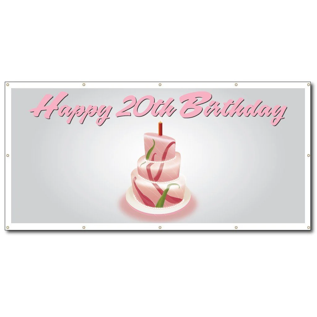 Happy Birthday Cake Vinyl Banner - Image 2