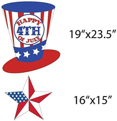 Happy 4th of July Hats and Stars Yard Decorations - Image 3