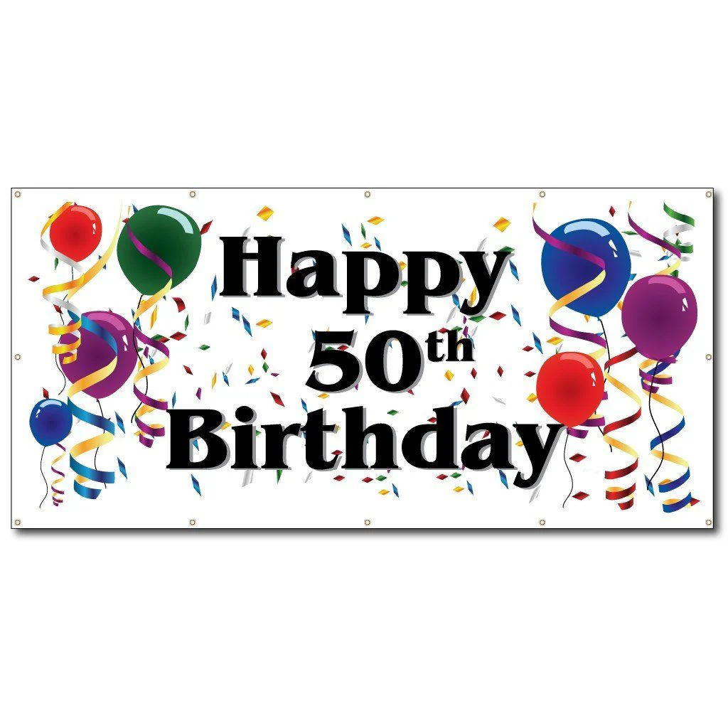 Happy Birthday Balloon & Streamer Vinyl Banner - Image 3